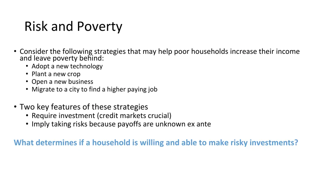 risk and poverty