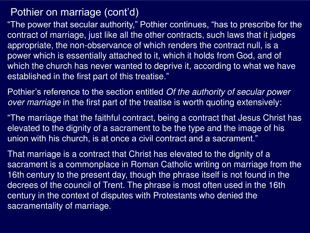 pothier on marriage cont d the power that secular