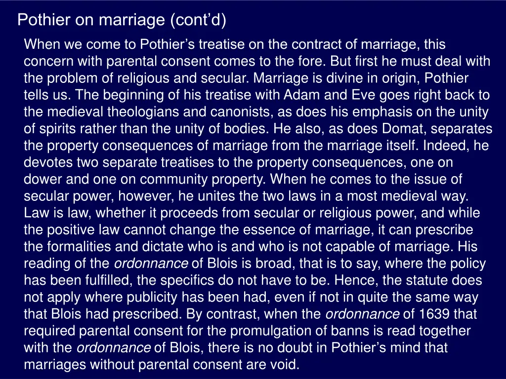 pothier on marriage cont d when we come