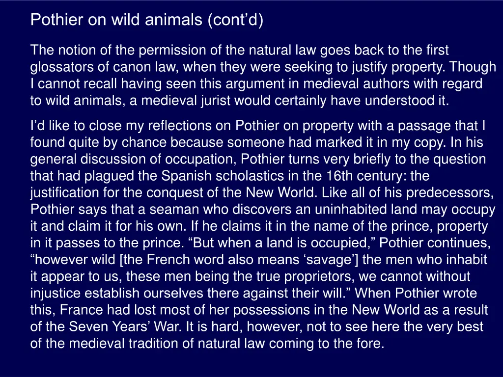 pothier on wild animals cont d 7