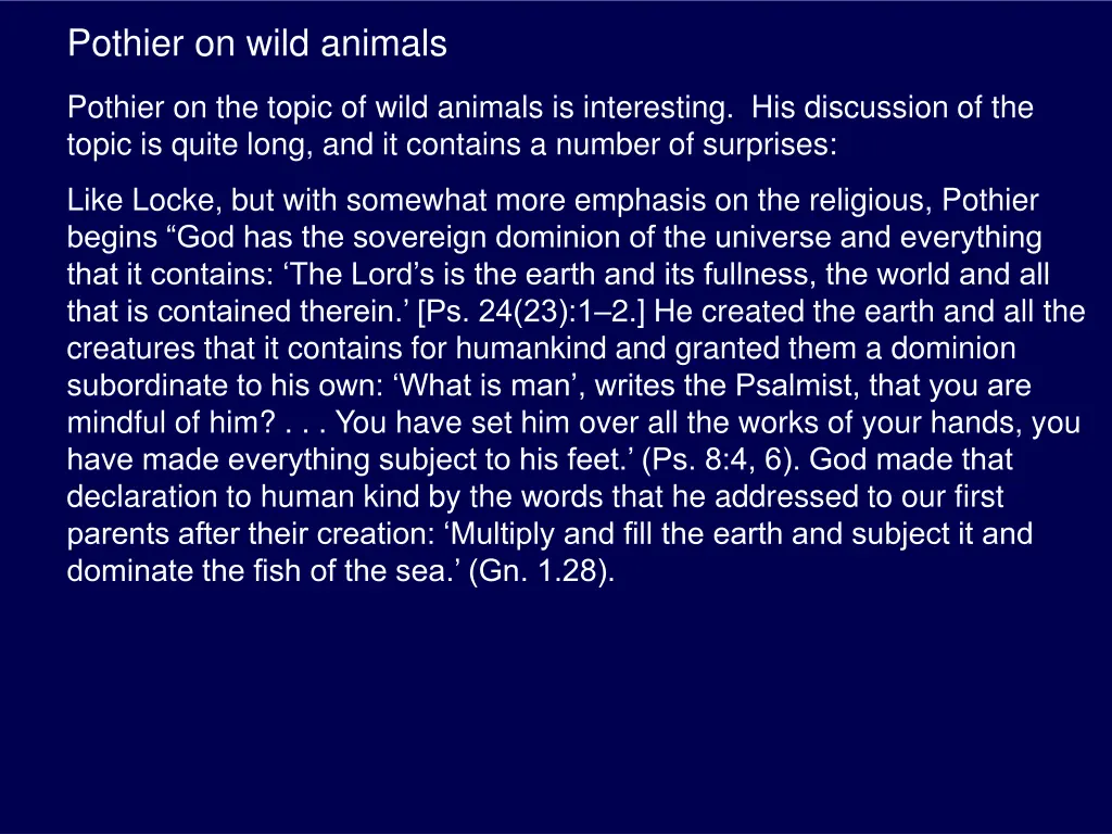 pothier on wild animals