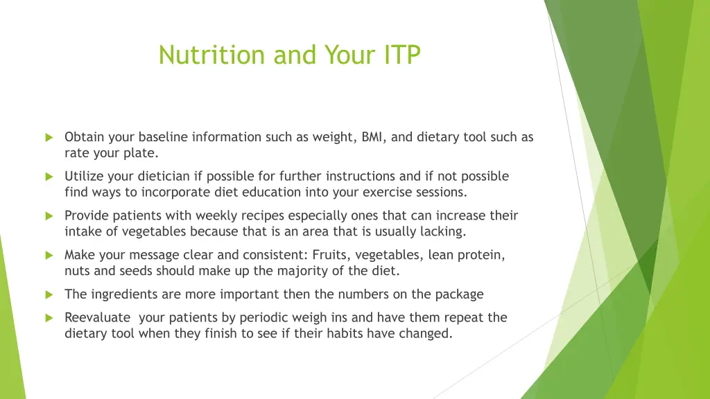 nutrition and your itp