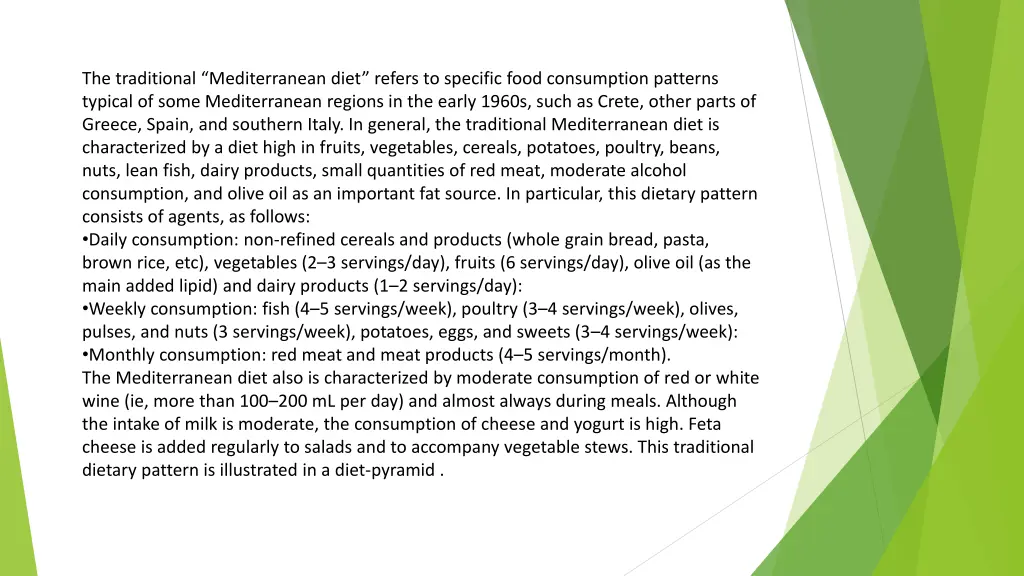 the traditional mediterranean diet refers