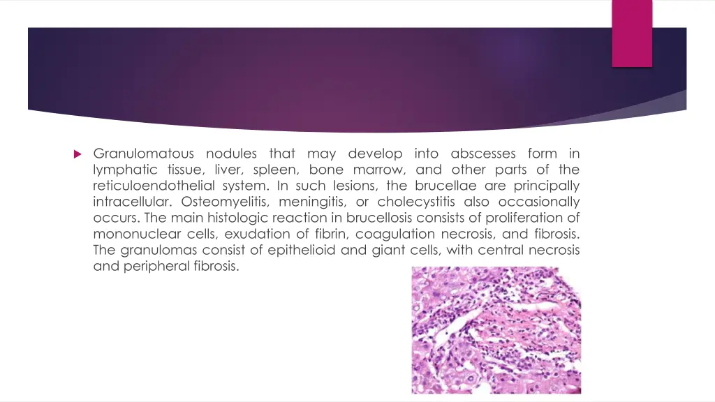 granulomatous nodules that may develop into