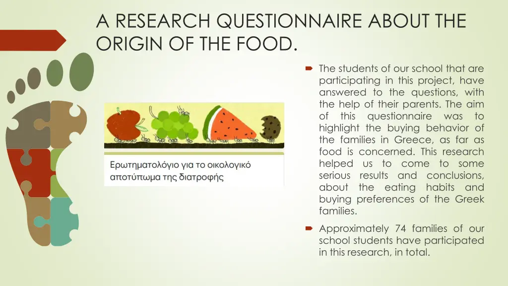 a research questionnaire about the origin