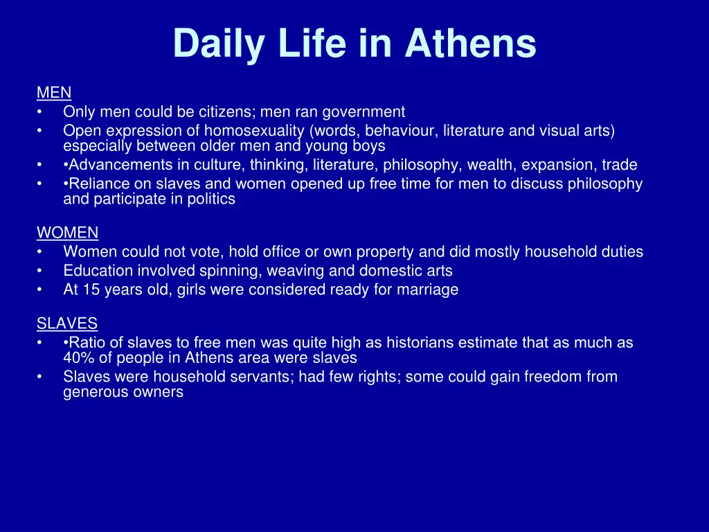 daily life in athens