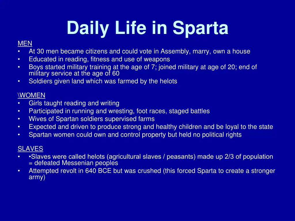 daily life in sparta