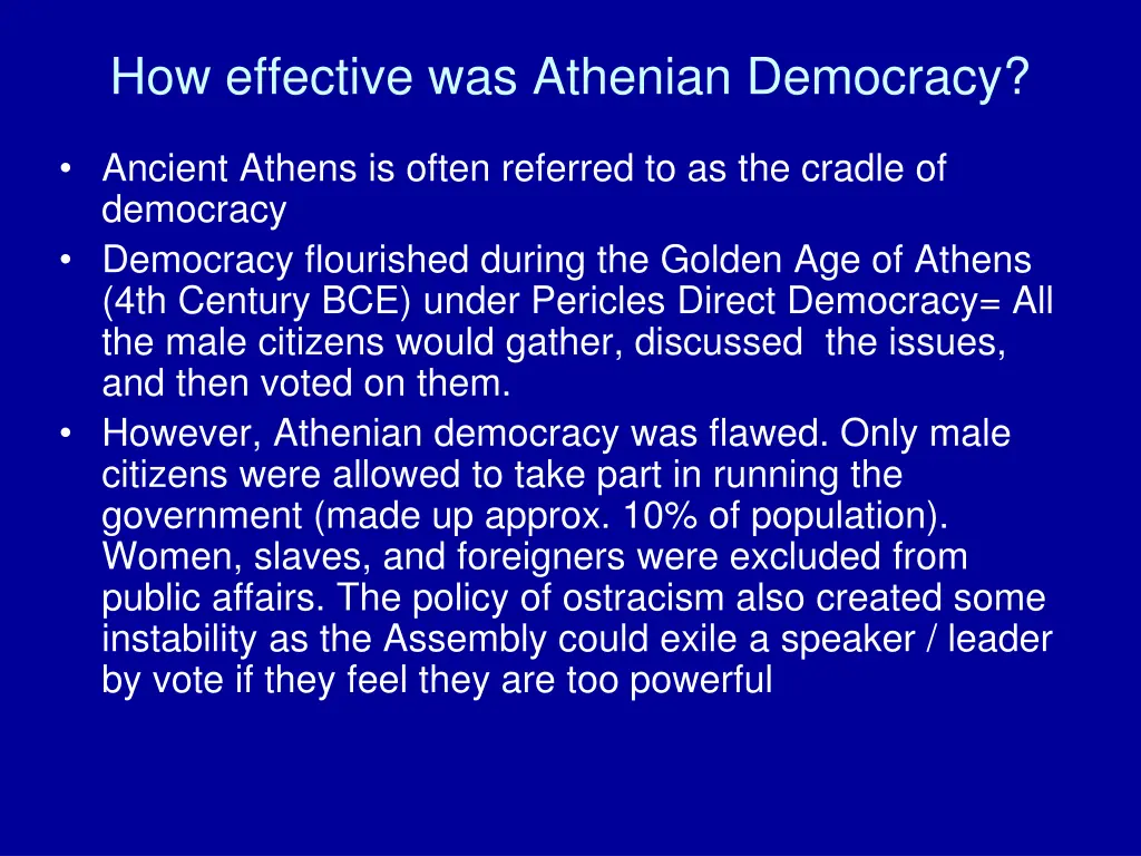 how effective was athenian democracy