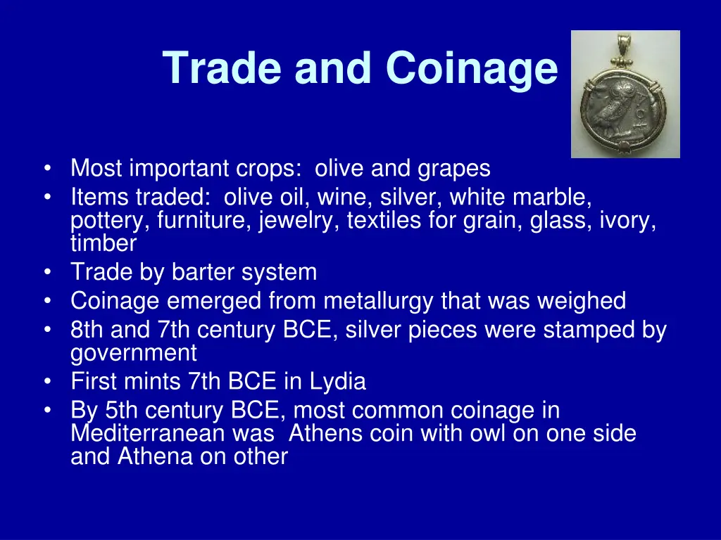 trade and coinage