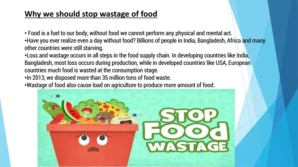 why we should stop wastage of food