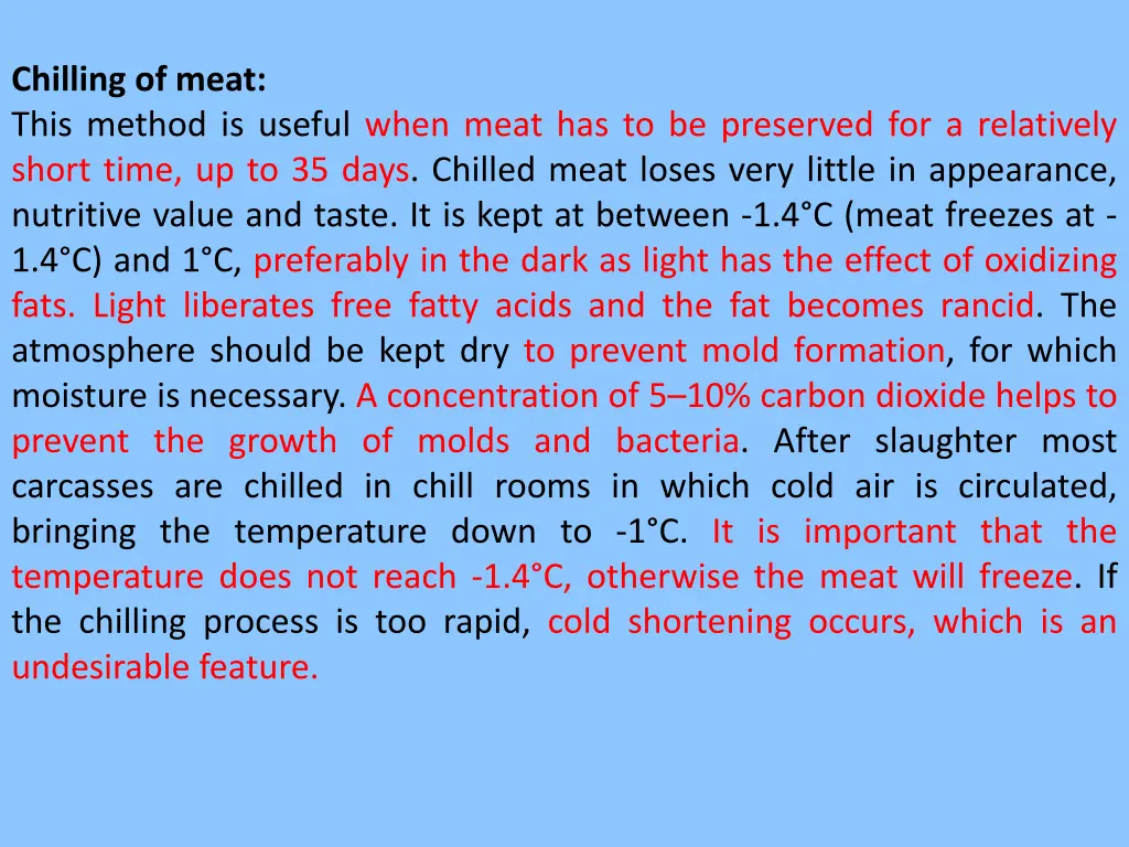 chilling of meat this method is useful when meat