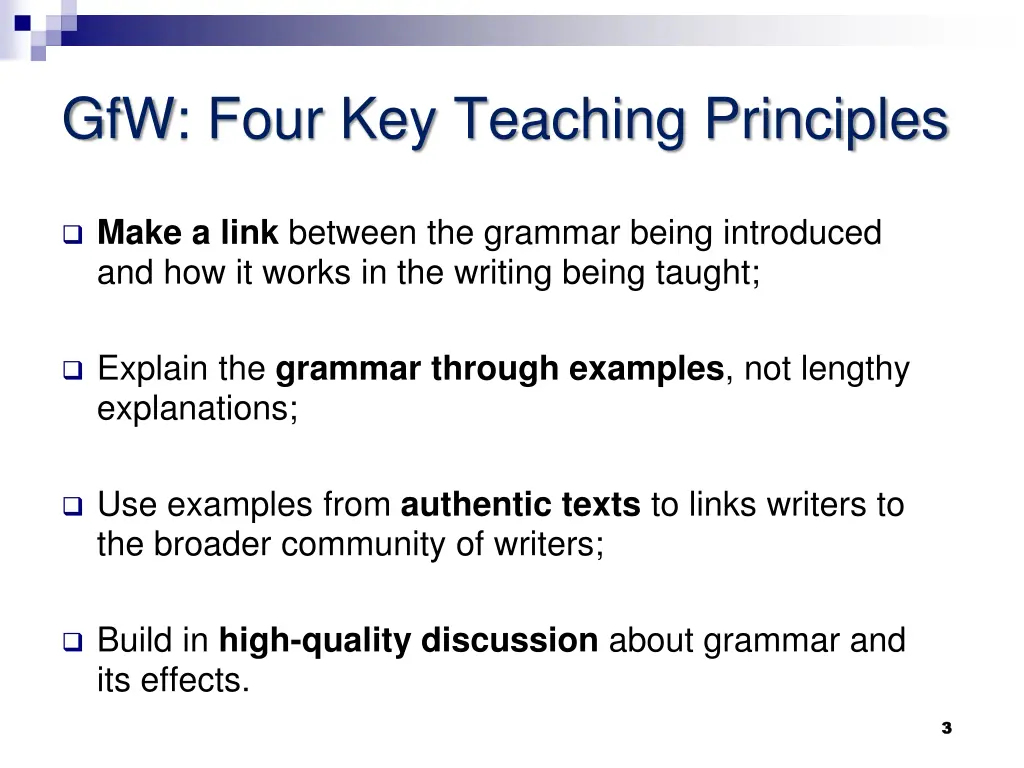 gfw four key teaching principles