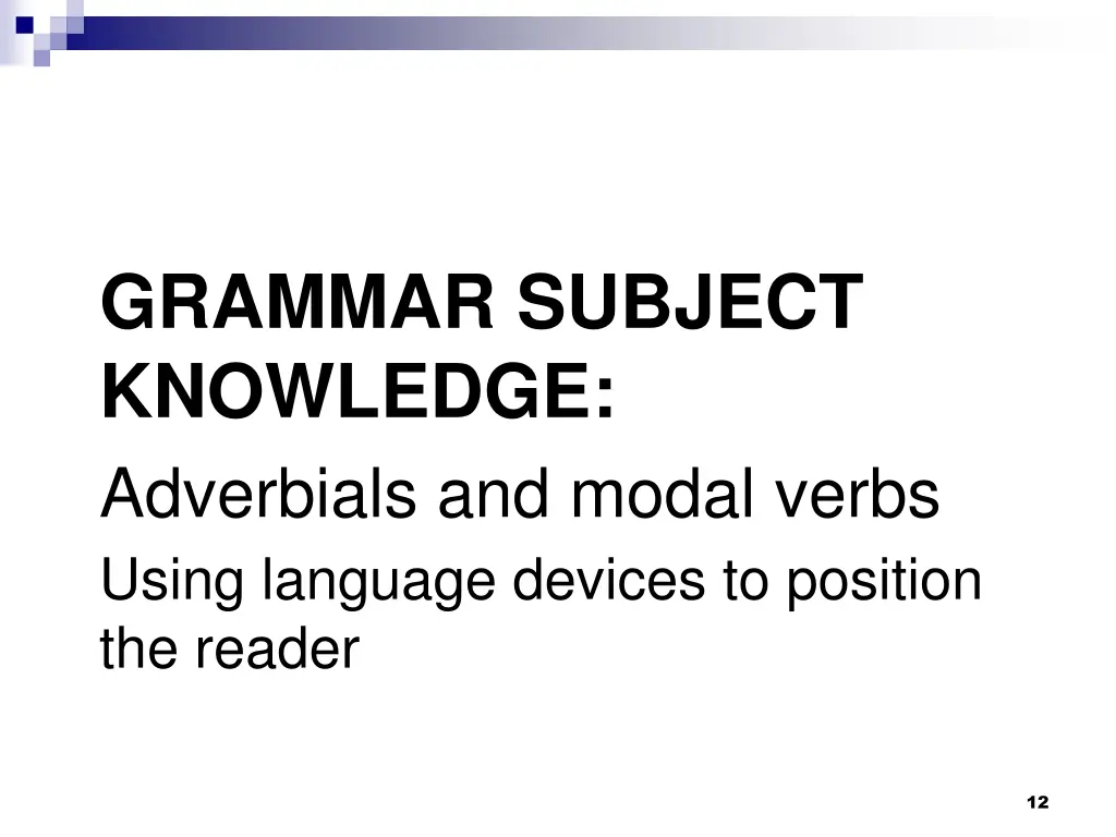 grammar subject knowledge adverbials and modal