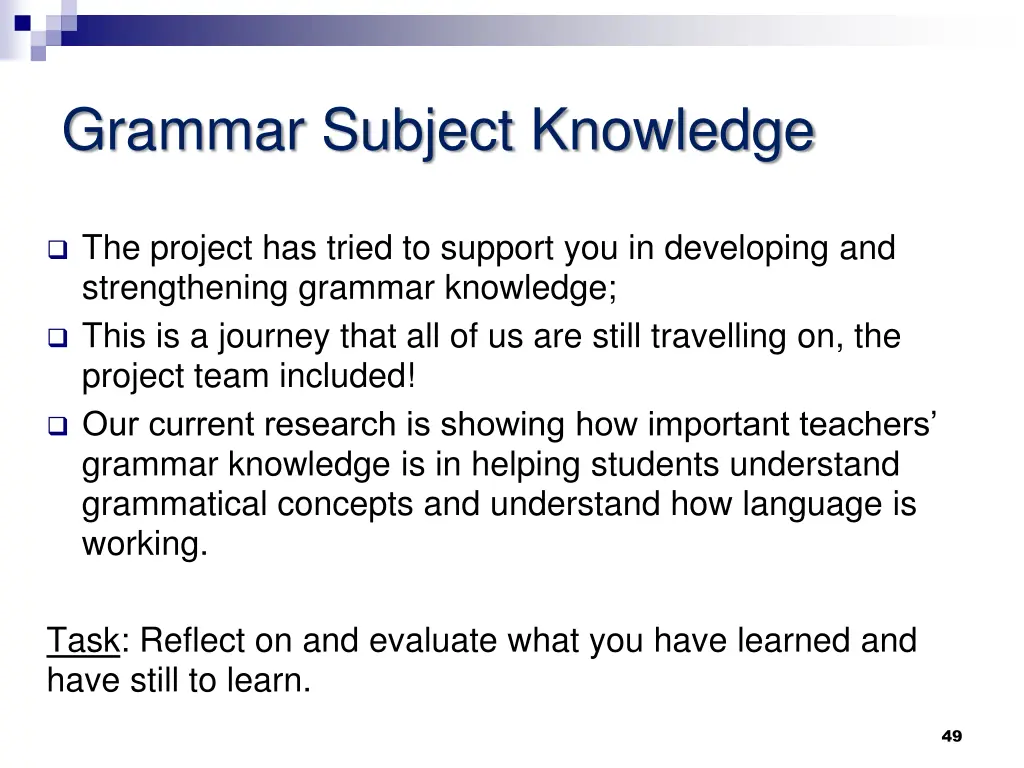 grammar subject knowledge