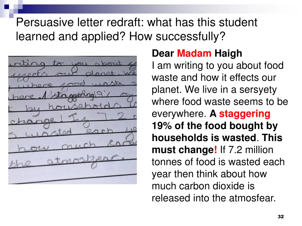 persuasive letter redraft what has this student