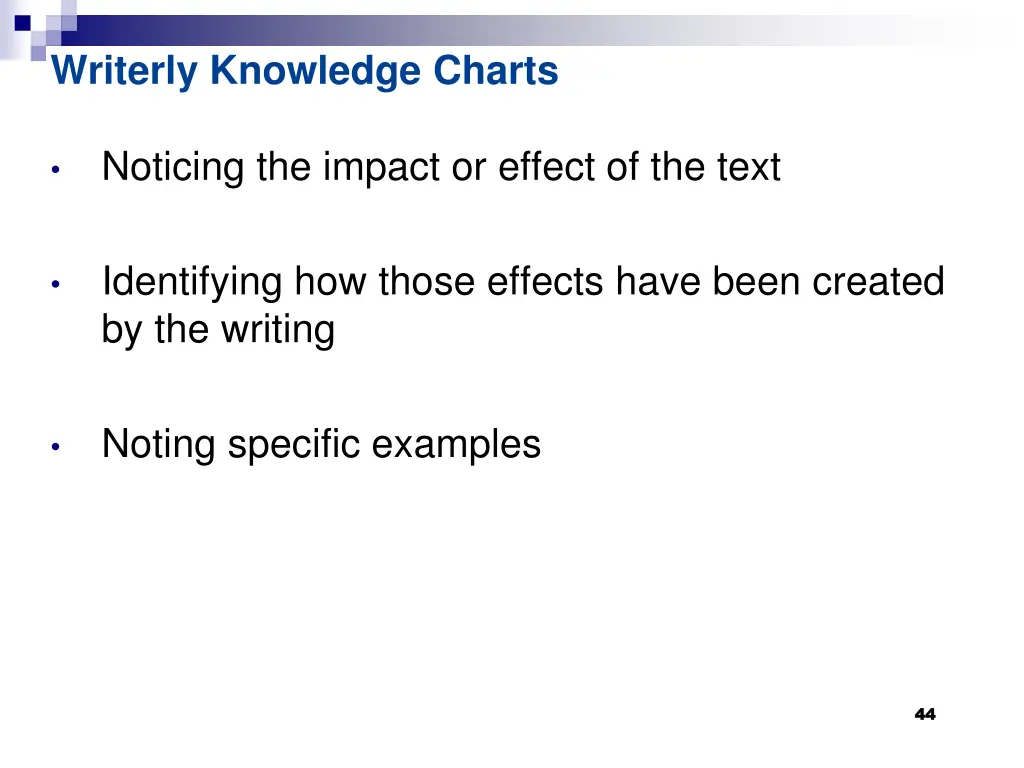 writerly knowledge charts