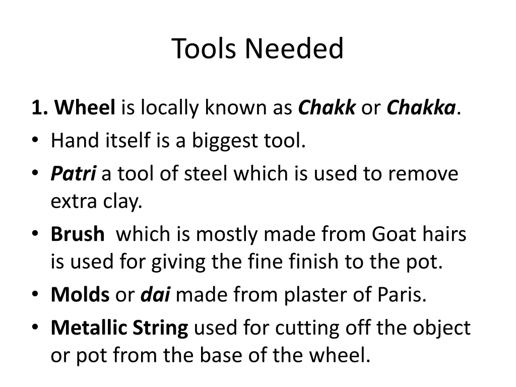 tools needed