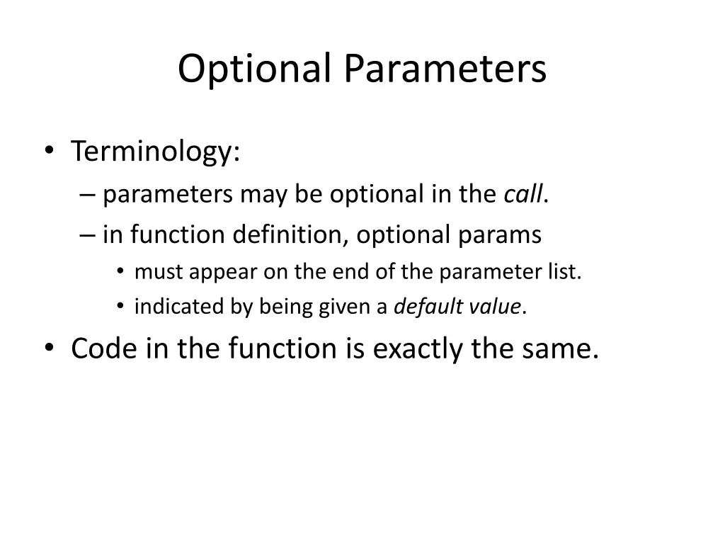 optional parameters