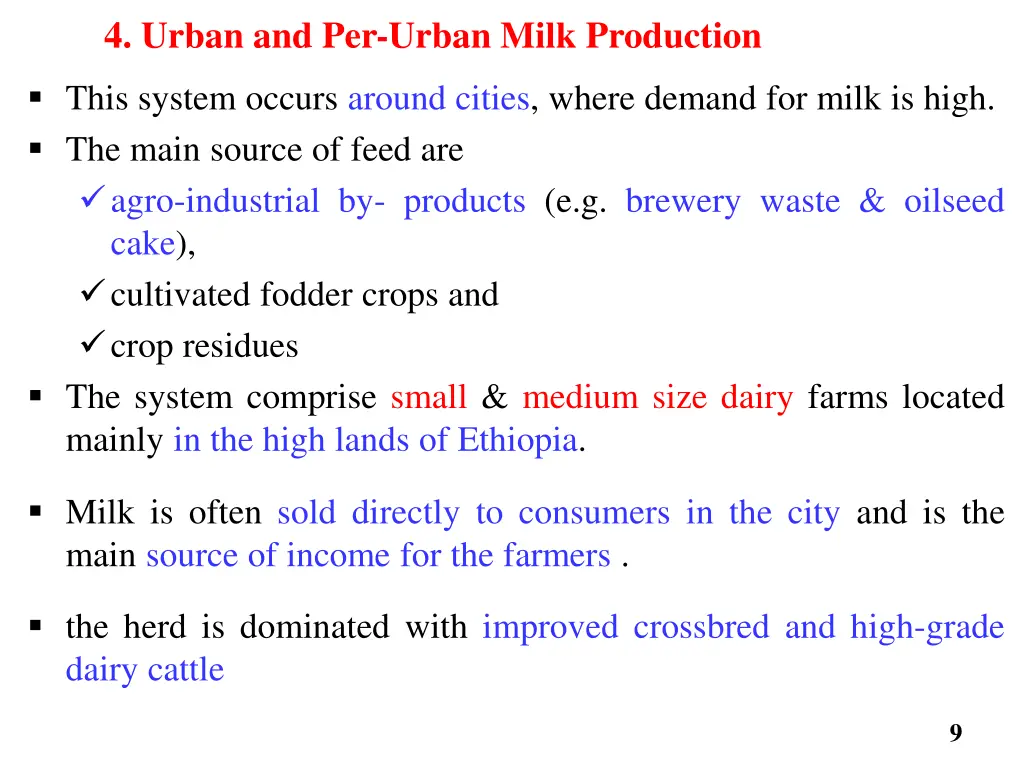 4 urban and per urban milk production