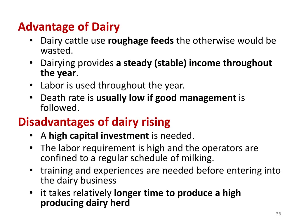 advantage of dairy dairy cattle use roughage