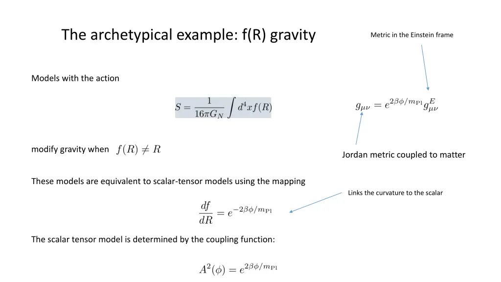 the archetypical example f r gravity