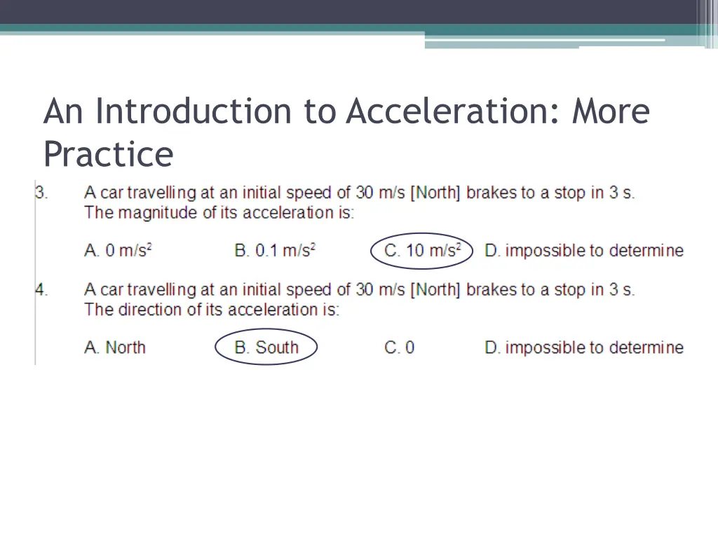 an introduction to acceleration more practice 5