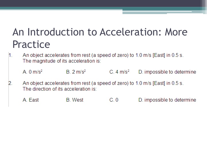 an introduction to acceleration more practice