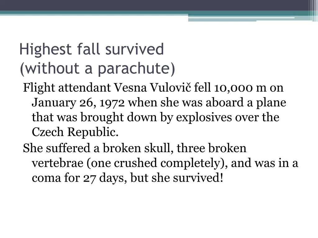 highest fall survived without a parachute flight