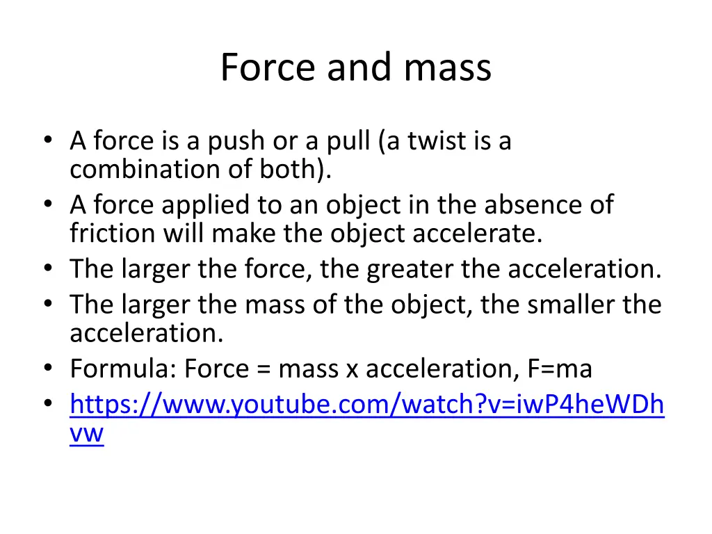 force and mass