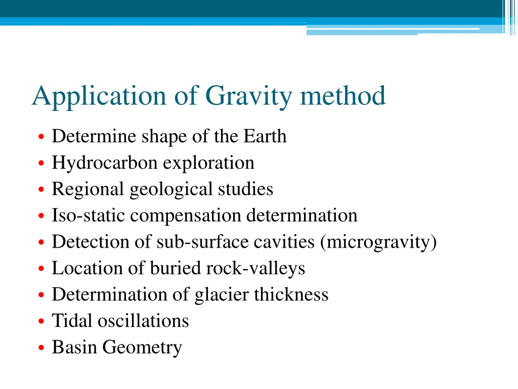 application of gravity method