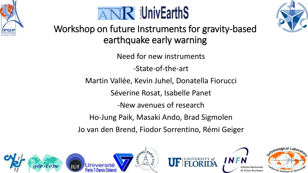 workshop on future instruments for workshop 1