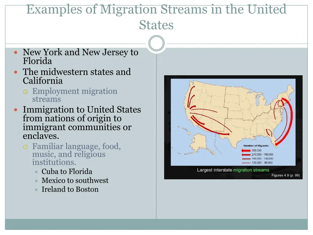 examples of migration streams in the united states