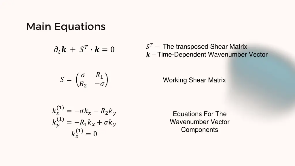 main equations