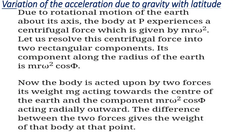 variation of the acceleration due to gravity with 3