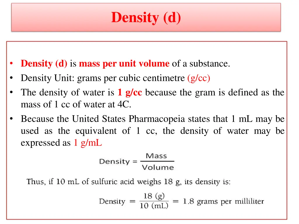 density d