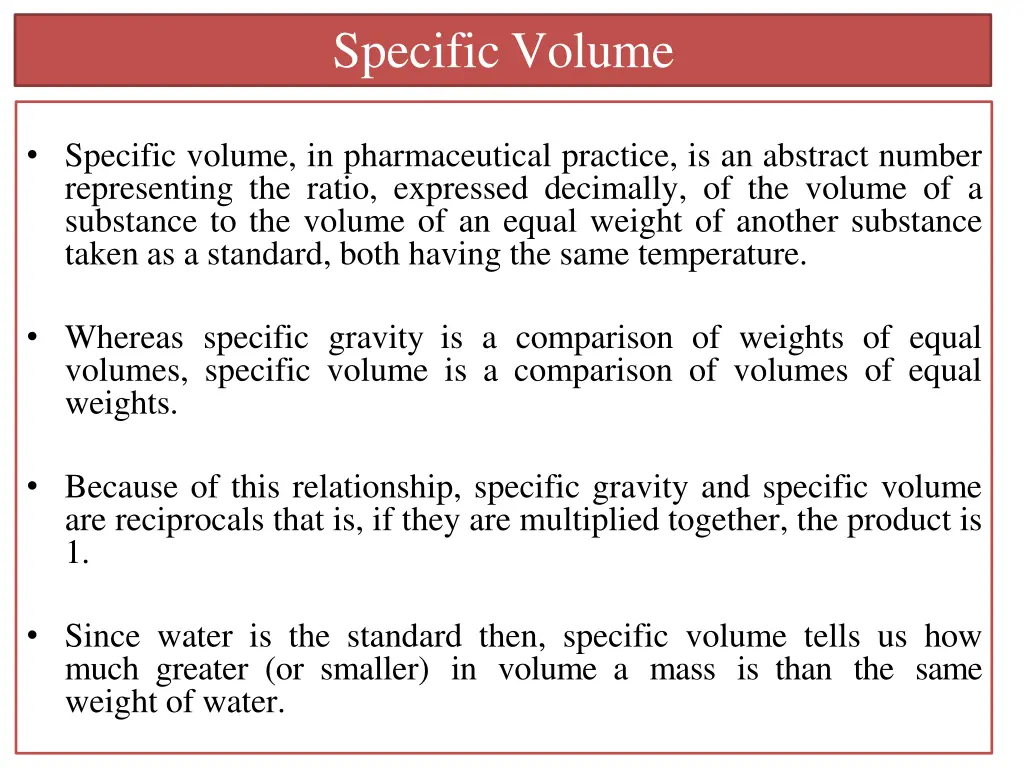 specific volume