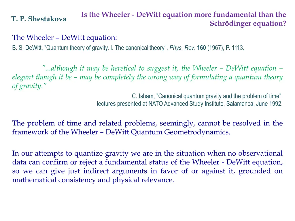 is the wheeler dewitt equation more fundamental 1