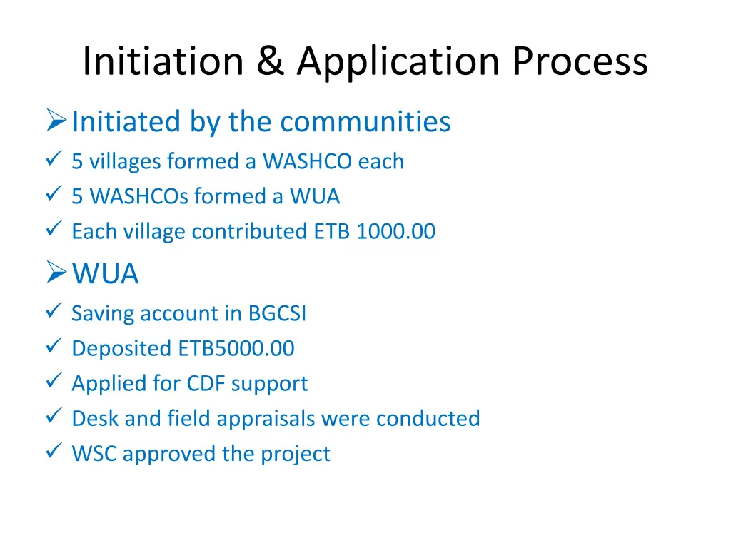 initiation application process