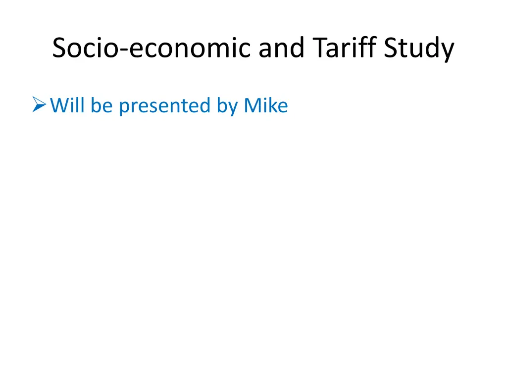 socio economic and tariff study