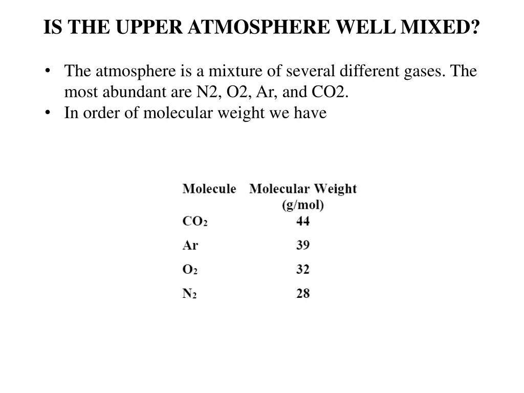 is the upper atmosphere well mixed