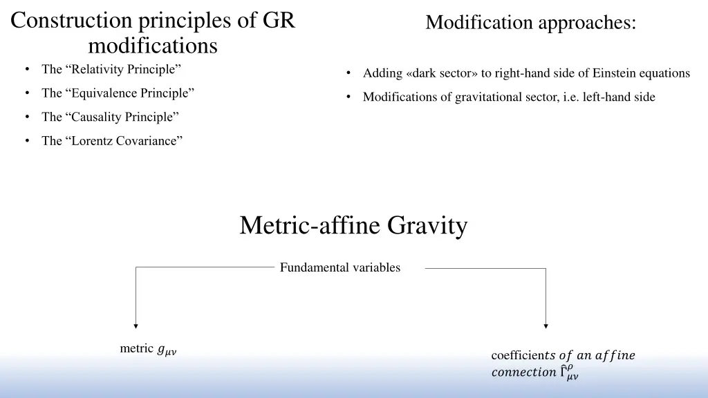 construction principles of gr modifications