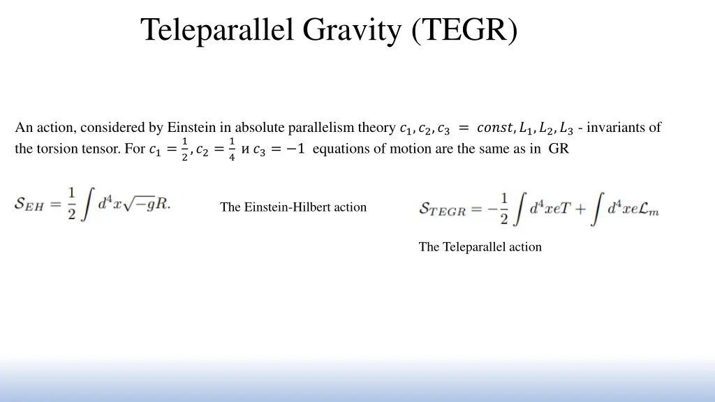 teleparallel gravity tegr