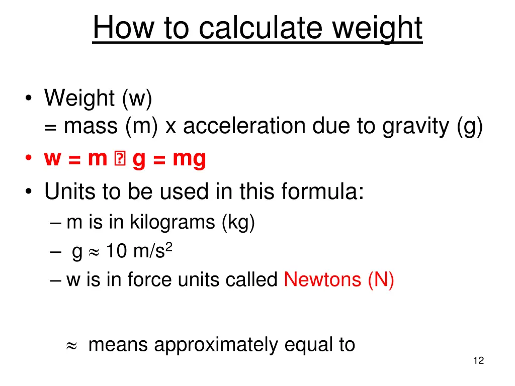 how to calculate weight