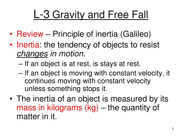 l 3 gravity and free fall