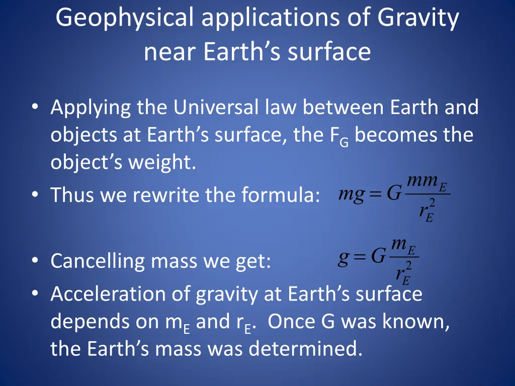 geophysical applications of gravity near earth