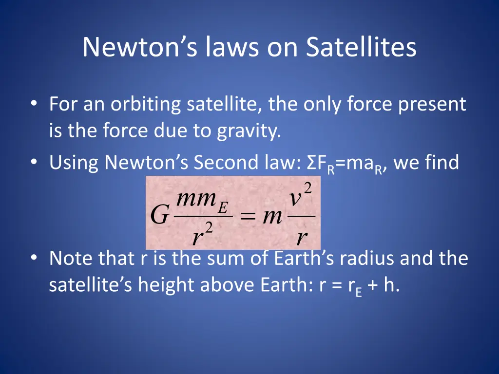 newton s laws on satellites