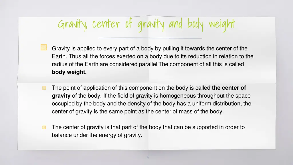 gravity center of gravity and body weight