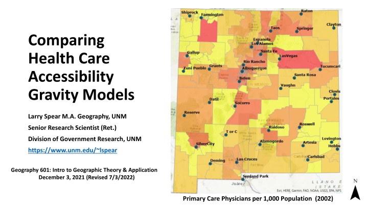 comparing health care accessibility gravity models