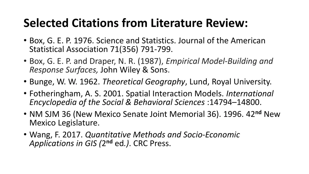 selected citations from literature review