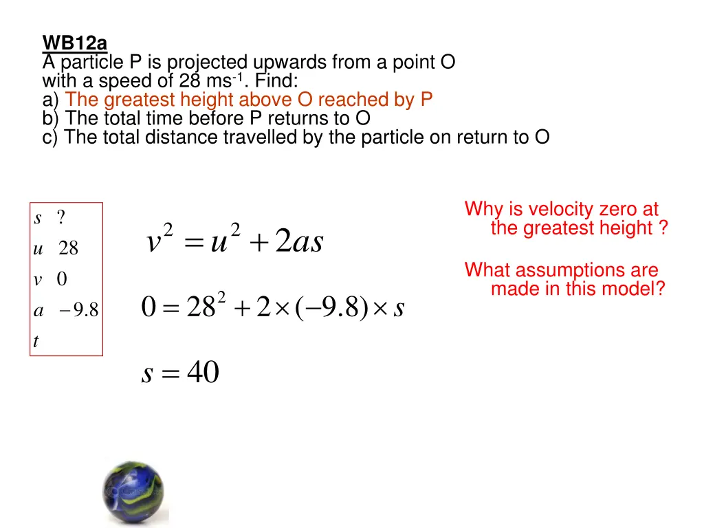 wb12a a particle p is projected upwards from